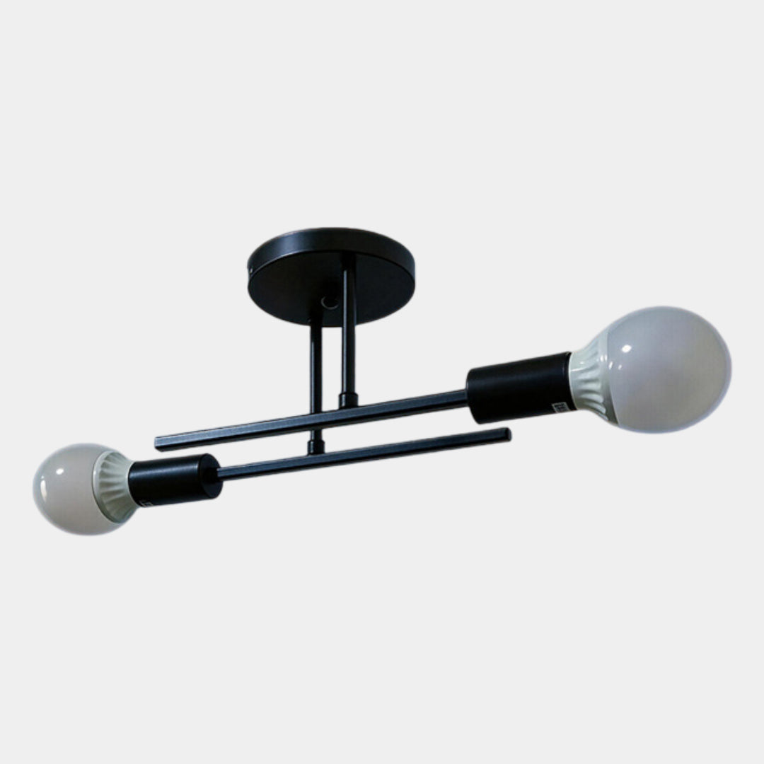 Plafón de Techo Moderno de 2 Luces Negro y Dorado, 60 cm