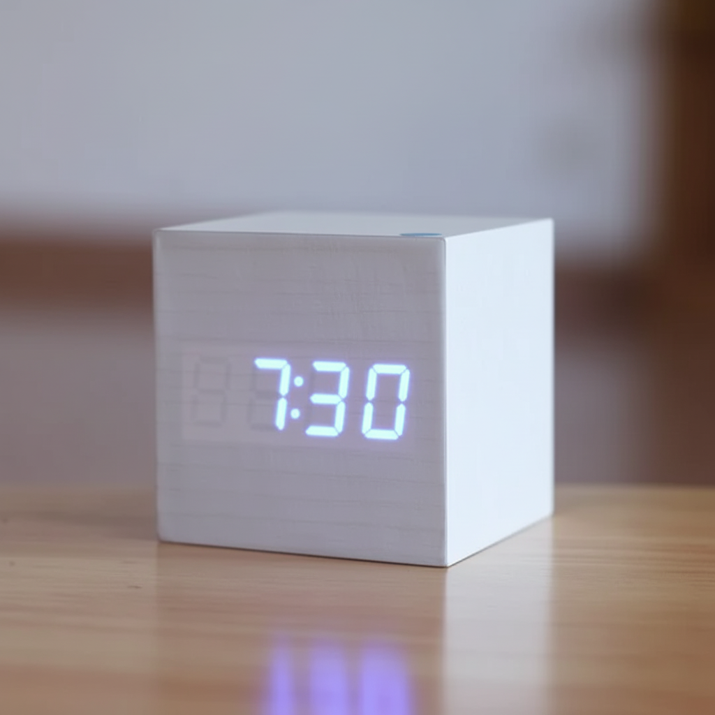 Reloj Despertador Digital Efecto Madera con Pantalla LED
