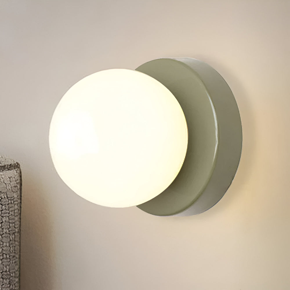 Aplique de Pared con Globo de Vidrio Redondo en 5 Colores