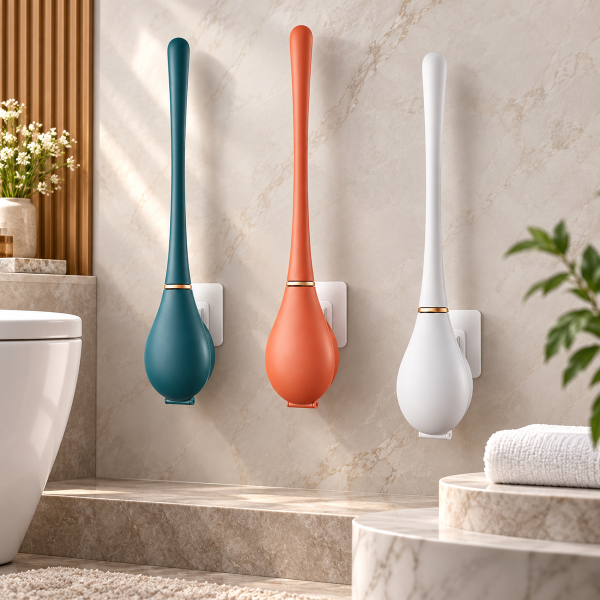 Escobilla de Baño de Pared Antimoho con Cabezal Flexible