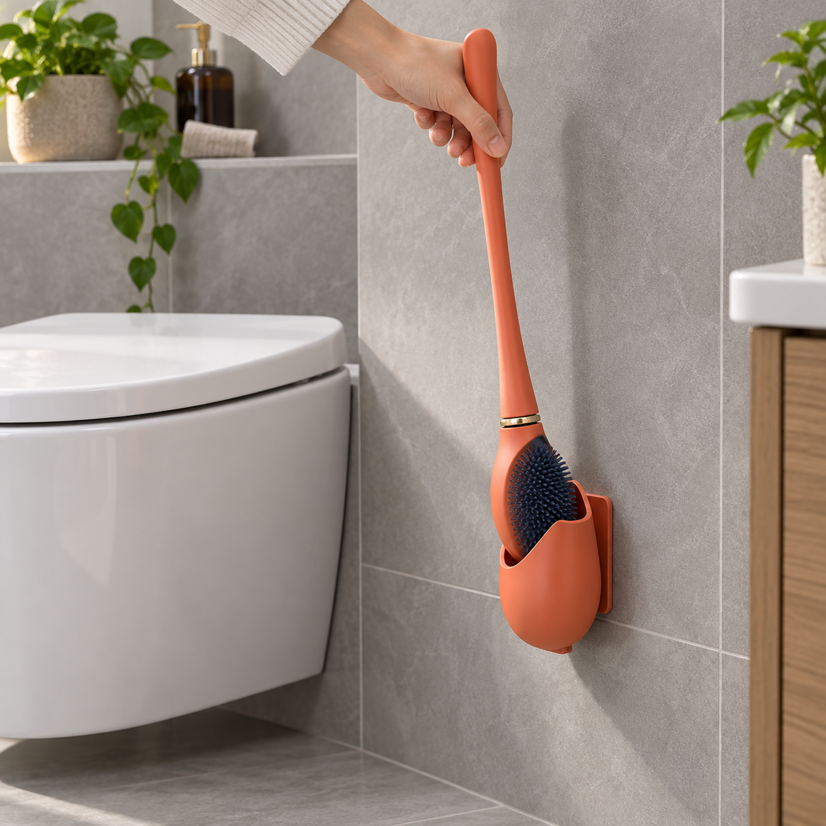 Escobilla de Baño de Pared Antimoho con Cabezal Flexible