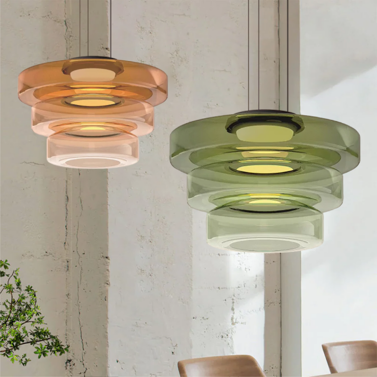 Lámpara Colgante de Vidrio Bauhaus de 1 a 3 Capas en Colores