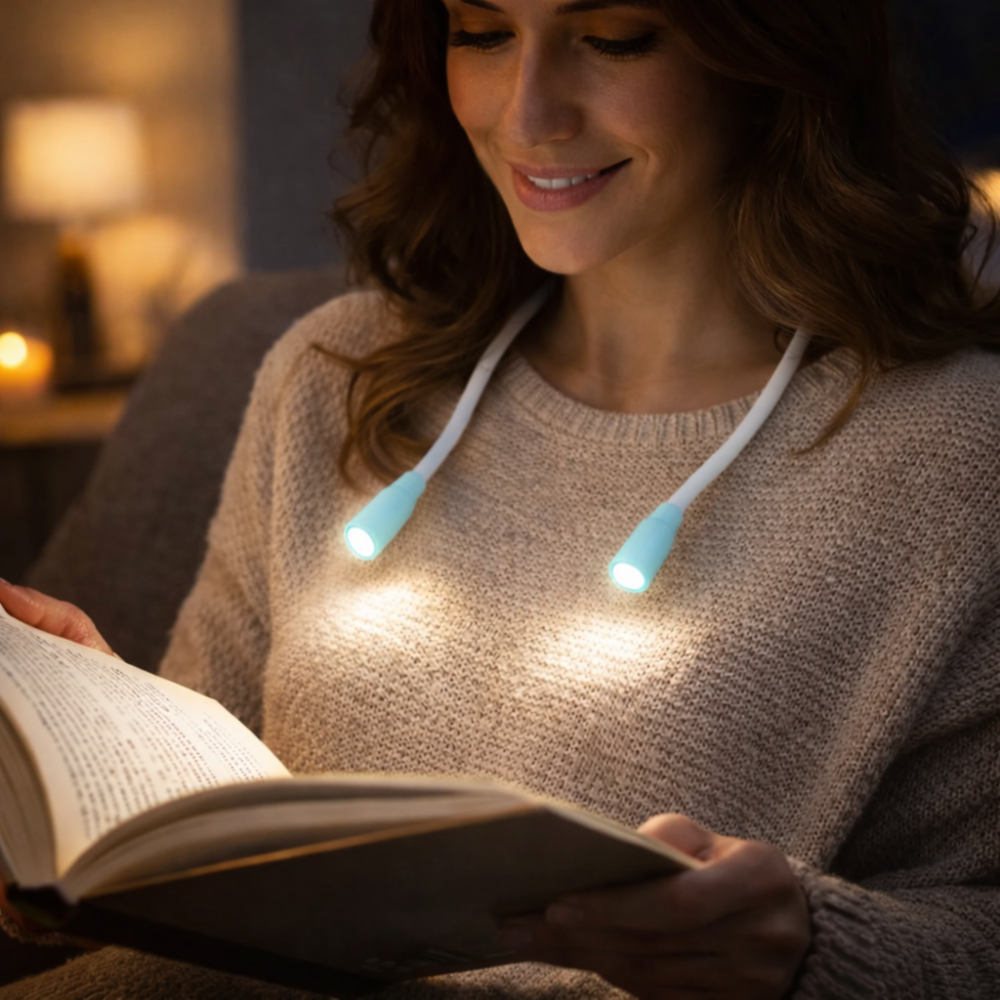 Lámpara de Lectura LED de Cuello Recargable Manos Libres