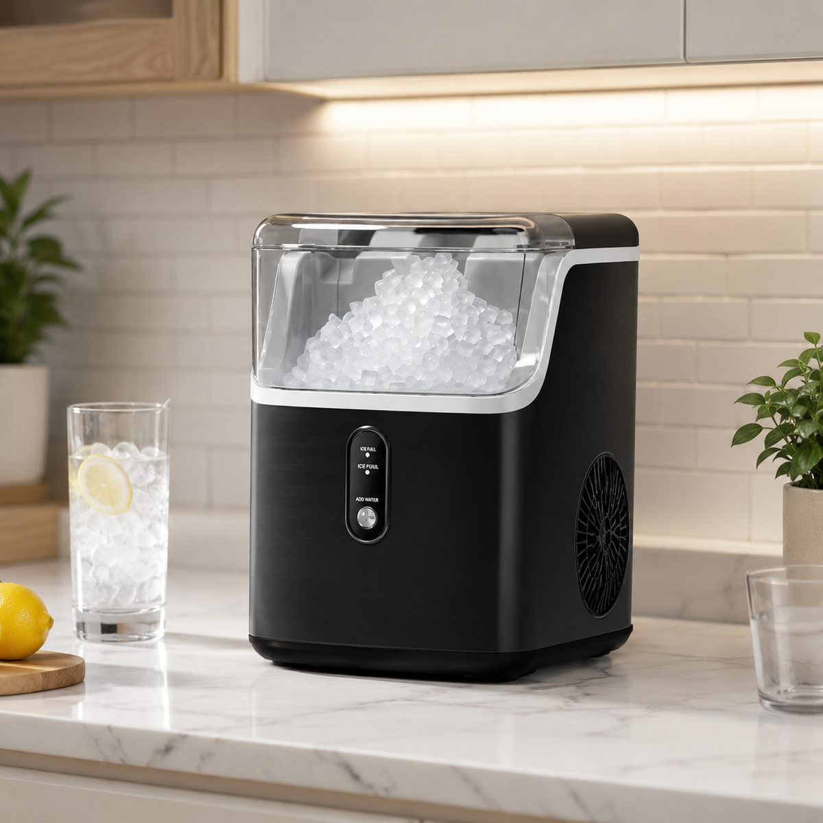 Máquina de Hielo Nugget de Sobremesa Premium y Compacta