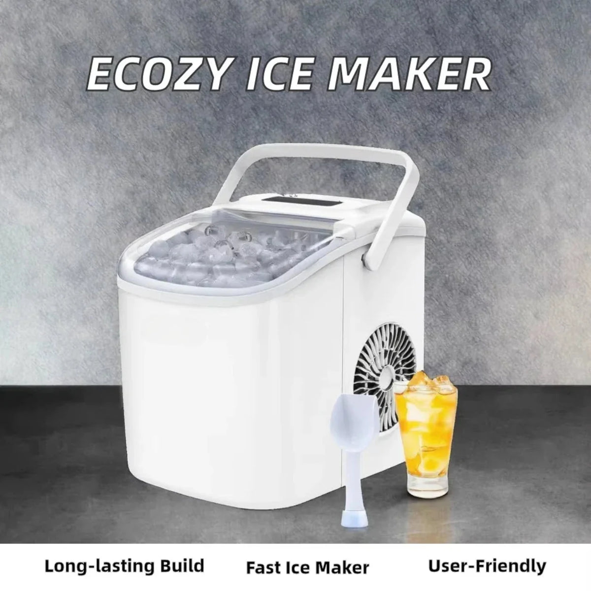 Máquina de Hielo Nugget Compacta Blanca con Enchufe UE