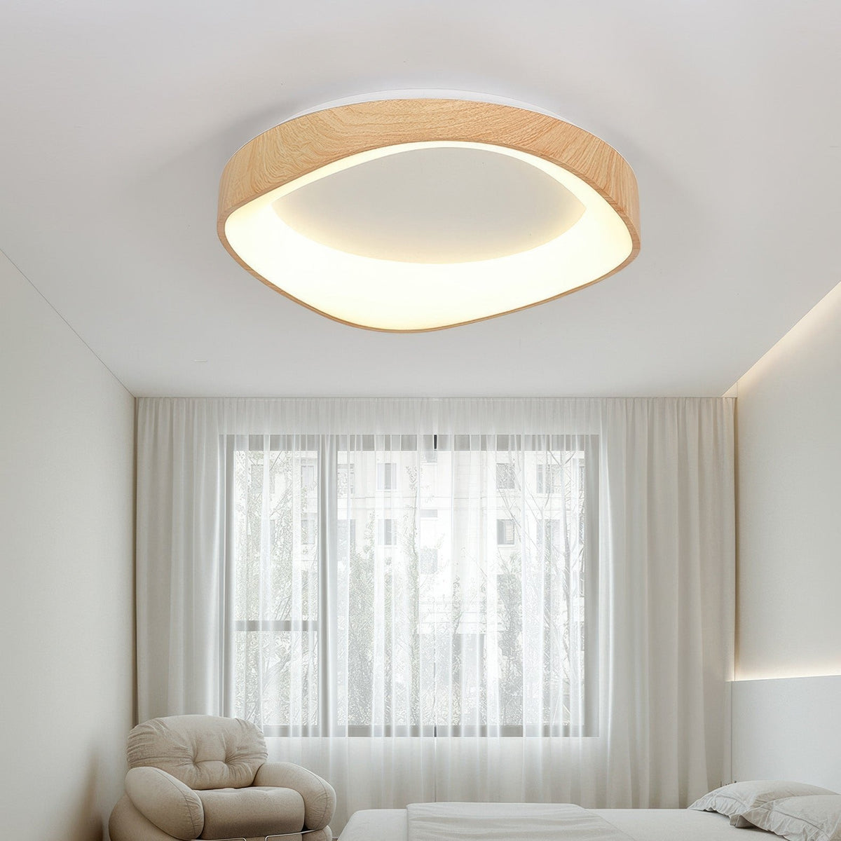 Plafón LED Nórdico Efecto Veta de Madera, 40 o 50 cm