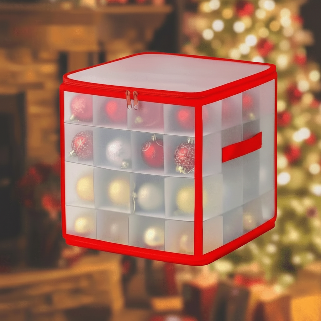 Caja Transparente para Guardar Adornos de Navidad Ordenados
