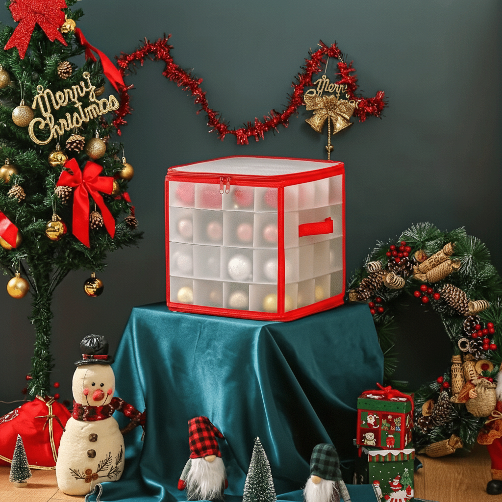 Caja Transparente para Guardar Adornos de Navidad Ordenados