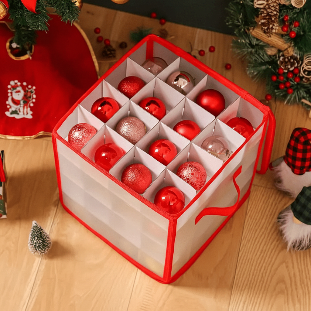 Caja Transparente para Guardar Adornos de Navidad Ordenados