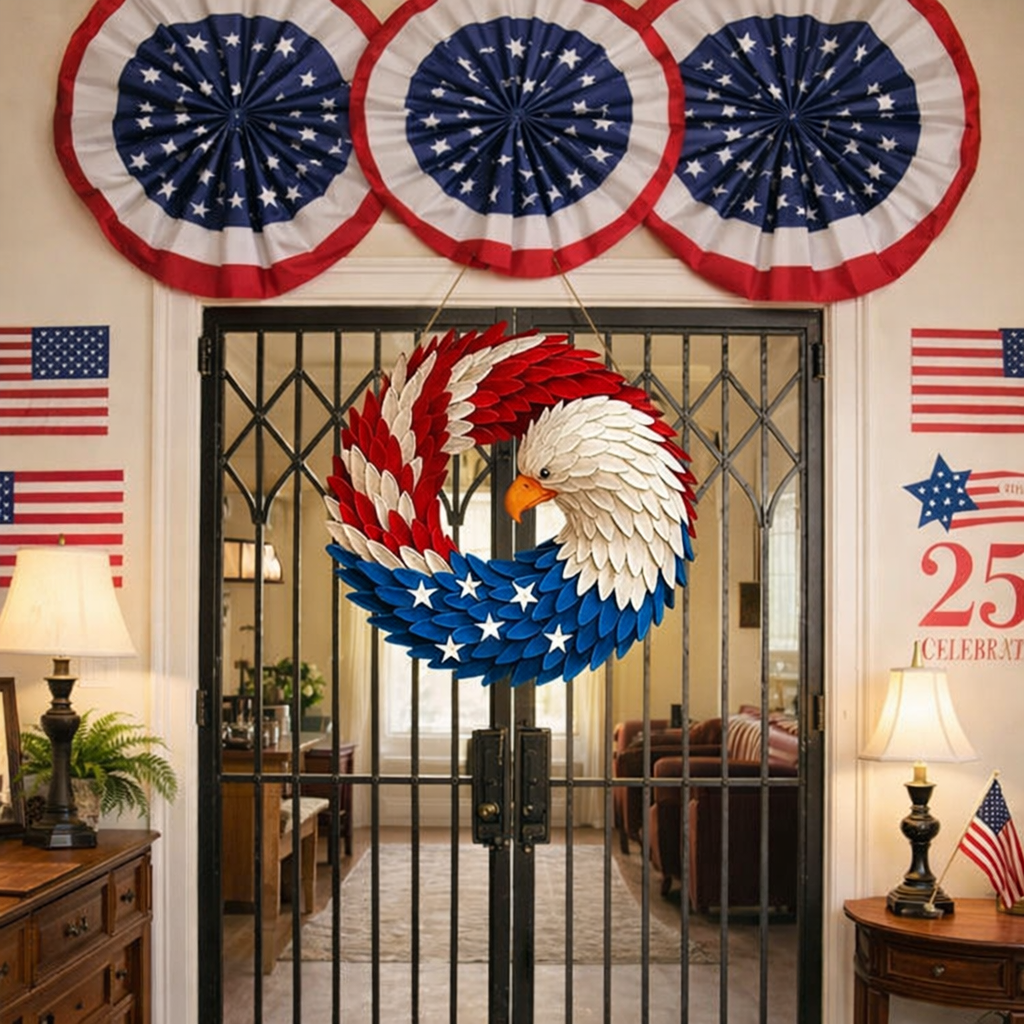Corona Decorativa de Águila con Boj para Pared y Puerta