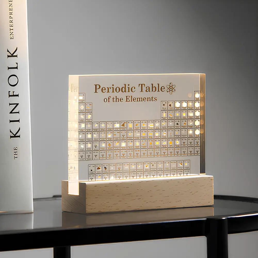 Tabla Periódica de Acrílico con Muestras de Elementos y LED
