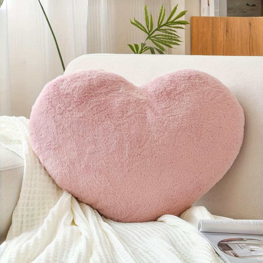 Cojín de Corazón de Felpa Suave Decorativo para Sofá y Cama
