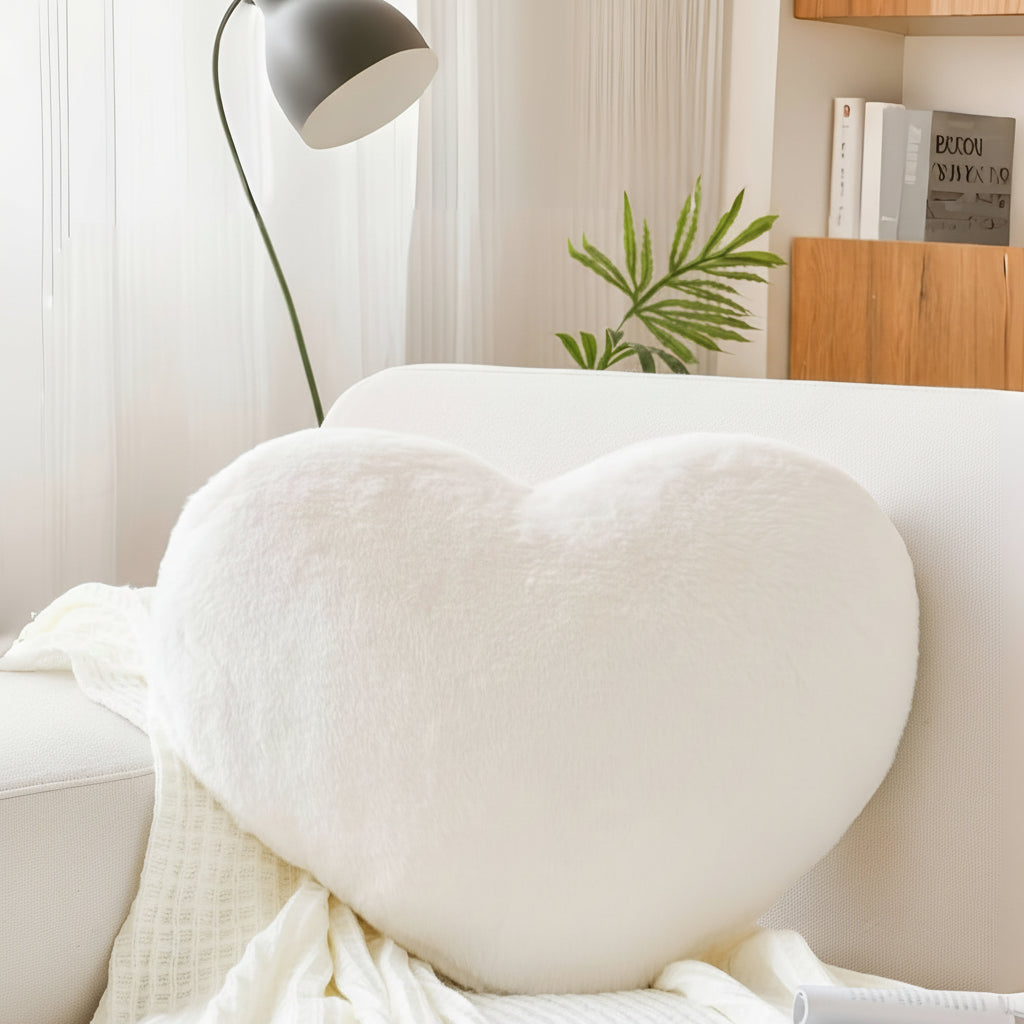 Cojín de Corazón de Felpa Suave Decorativo para Sofá y Cama