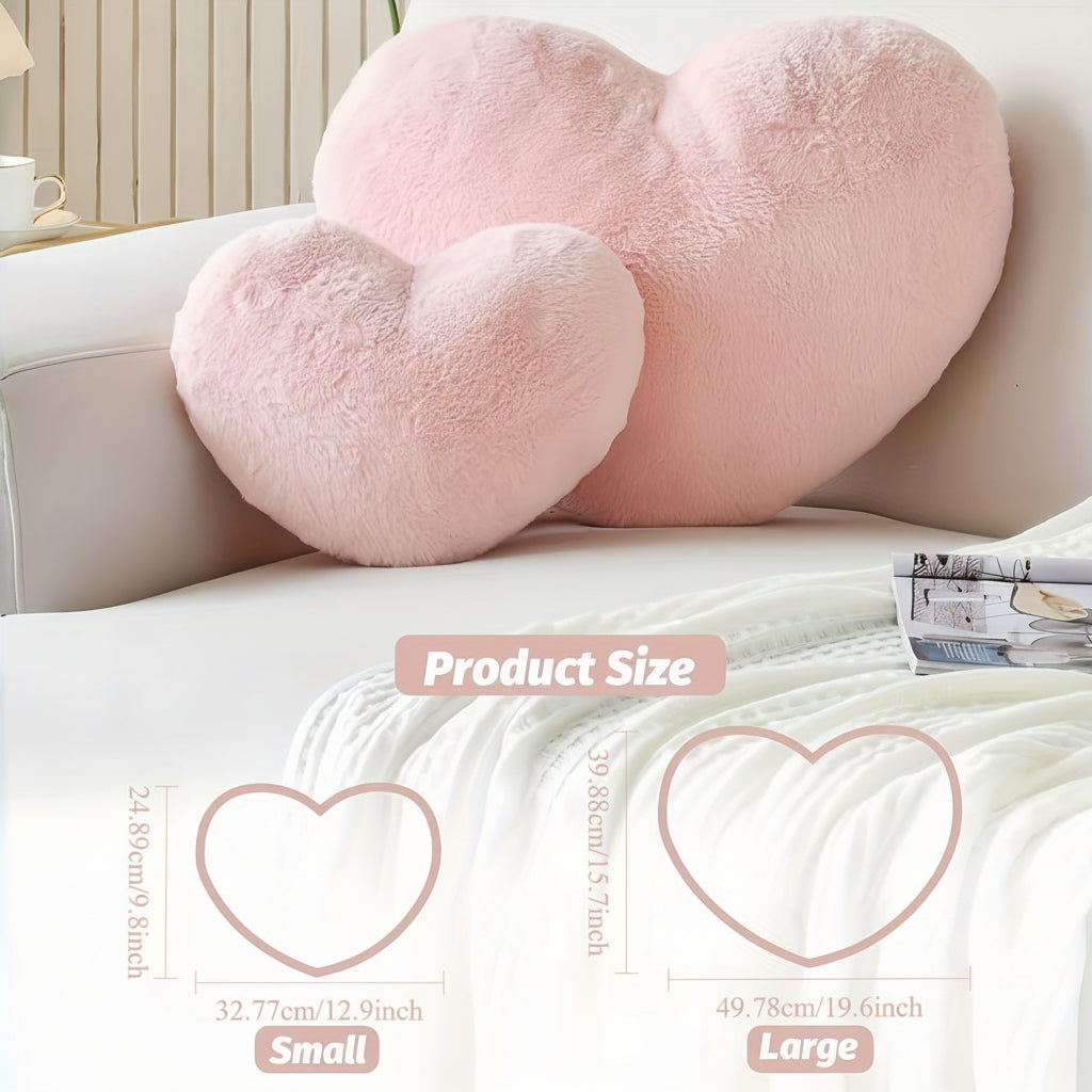 Cojín de Corazón de Felpa Suave Decorativo para Sofá y Cama