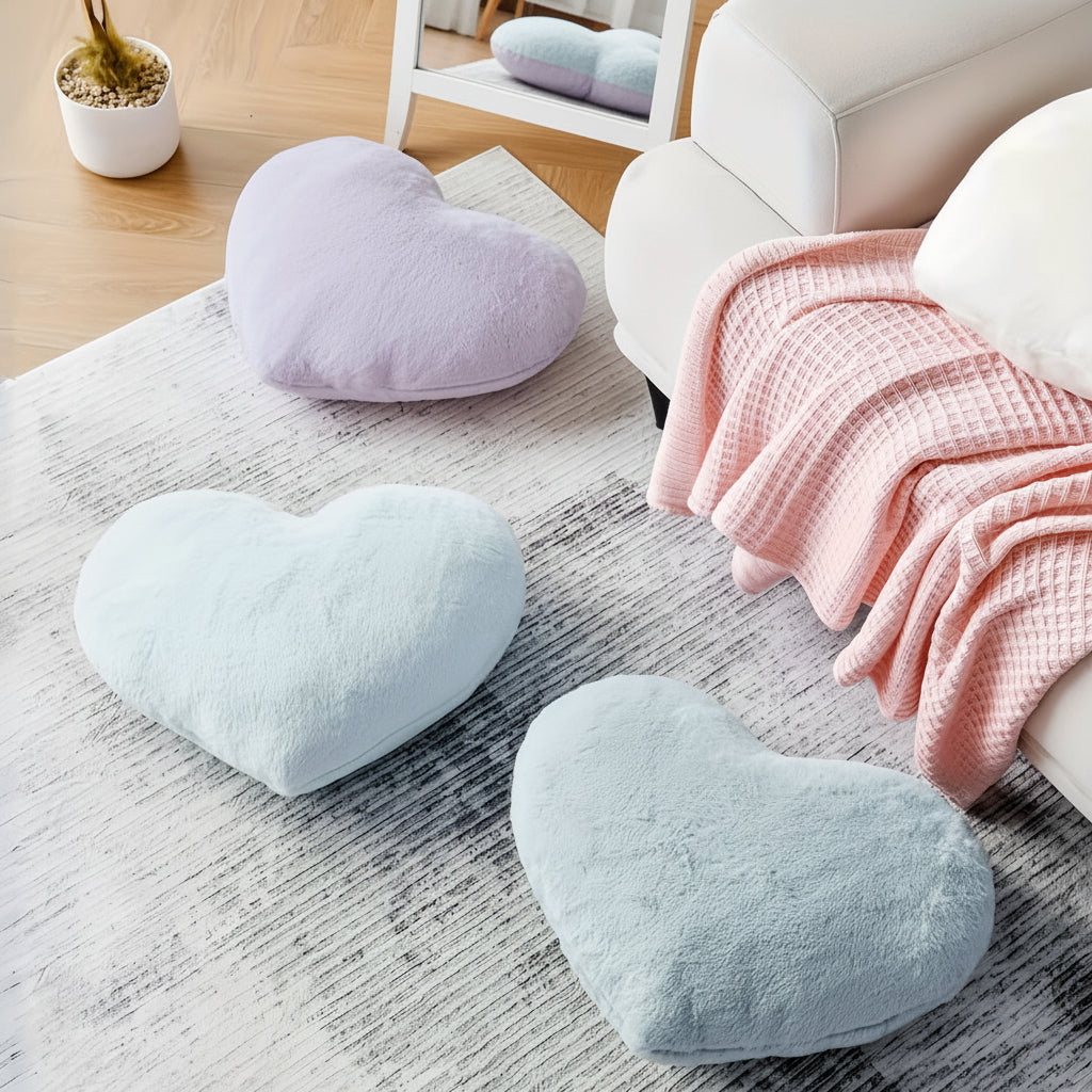 Cojín de Corazón de Felpa Suave Decorativo para Sofá y Cama