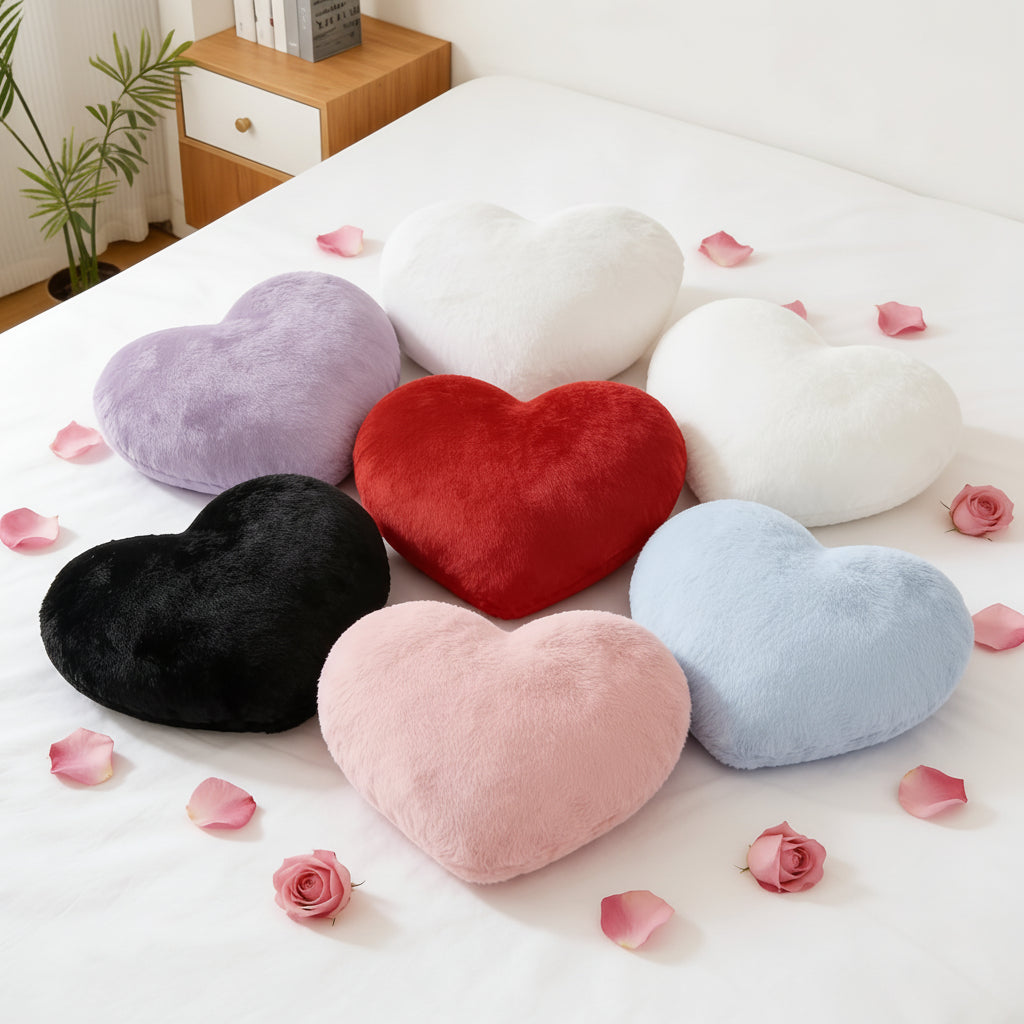 Cojín de Corazón de Felpa Suave Decorativo para Sofá y Cama