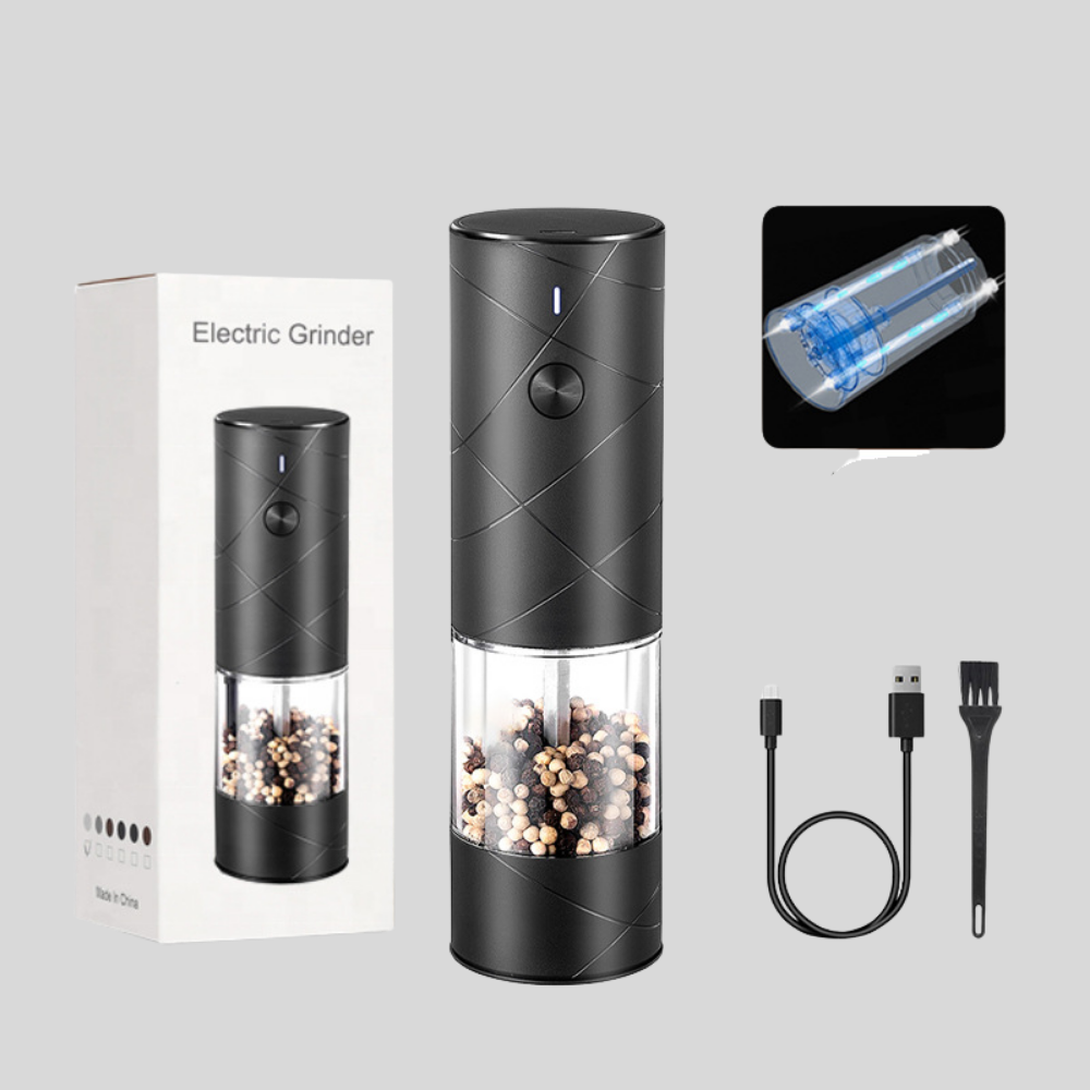 Molinillo Eléctrico de Sal y Pimienta Recargable con Luz LED