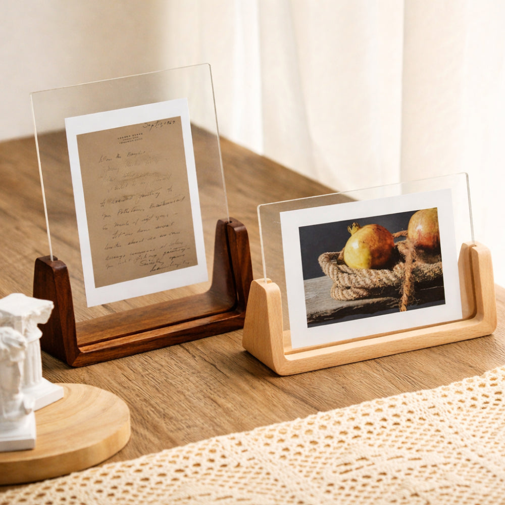 Marco de Fotos de Acrílico con Base de Madera Maciza