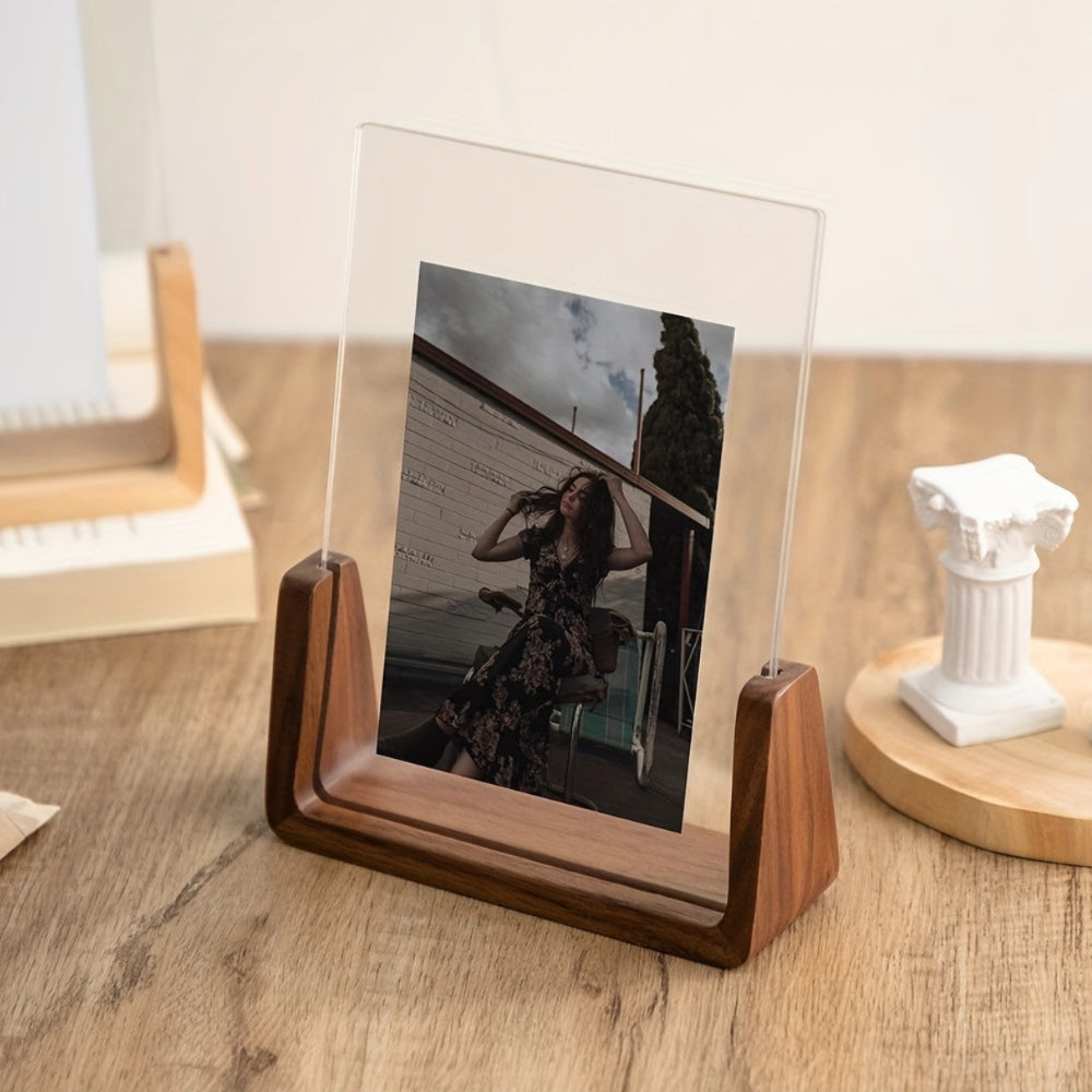Marco de Fotos de Acrílico con Base de Madera Maciza