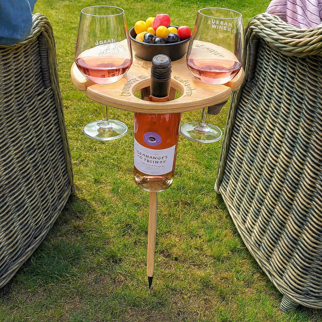 Mesa Auxiliar para Vino con Pincho para Picnic y Jardín
