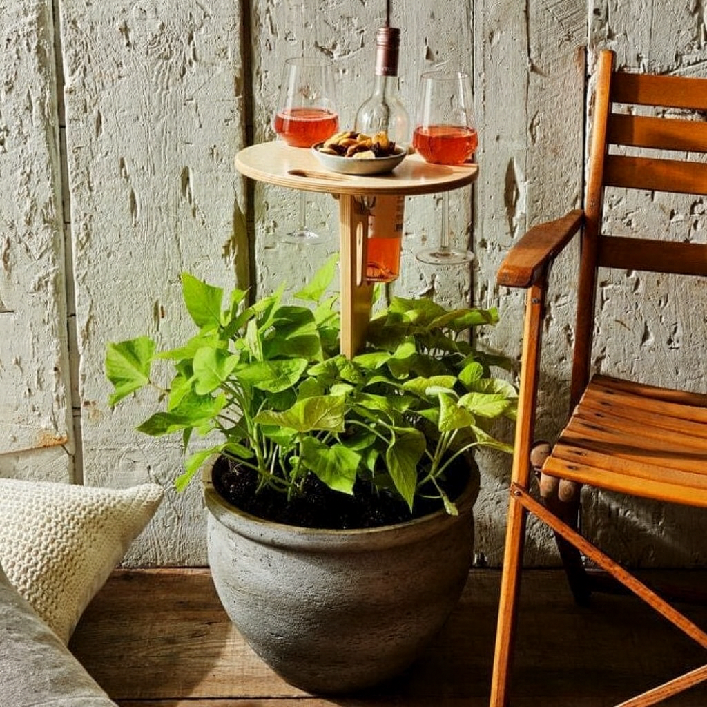Mesa Auxiliar para Vino con Pincho para Picnic y Jardín