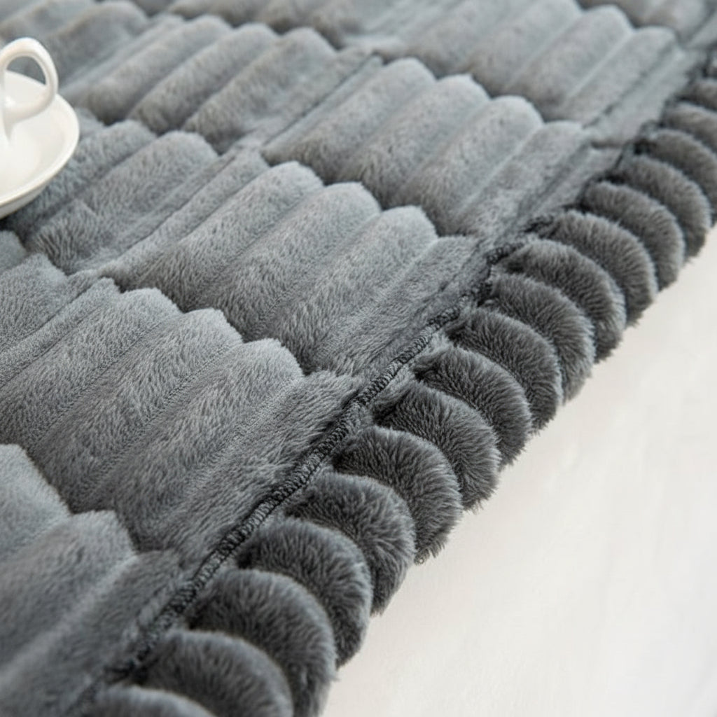 Funda de Sofá de Felpa con Bordes Plisados Suave y Cálida