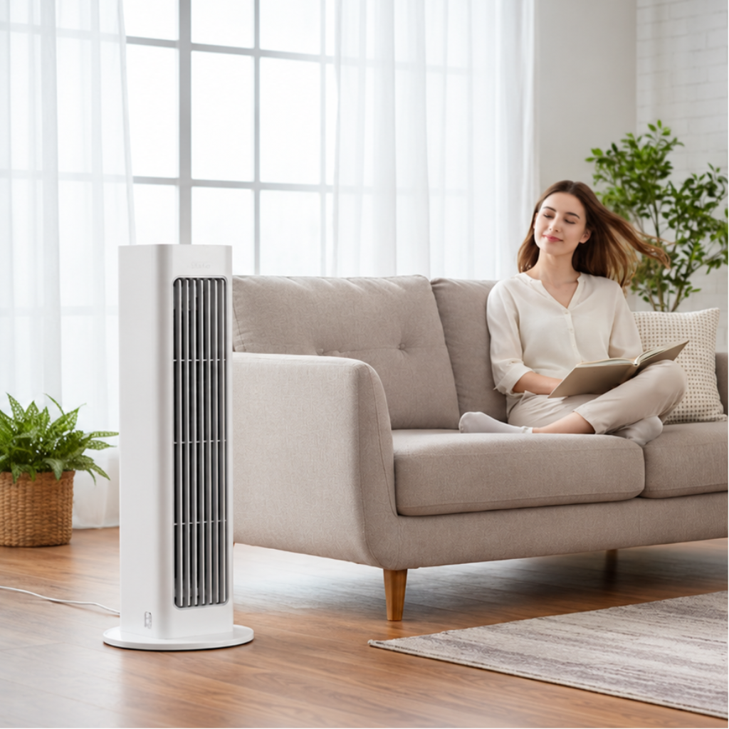 Ventilador de Torre Portátil Oscilante Elegante y Eficiente