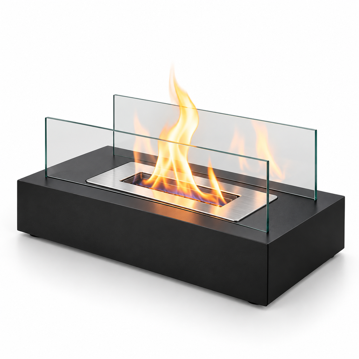 Chimenea de Mesa Portátil con Llama Real y Cristal Templado