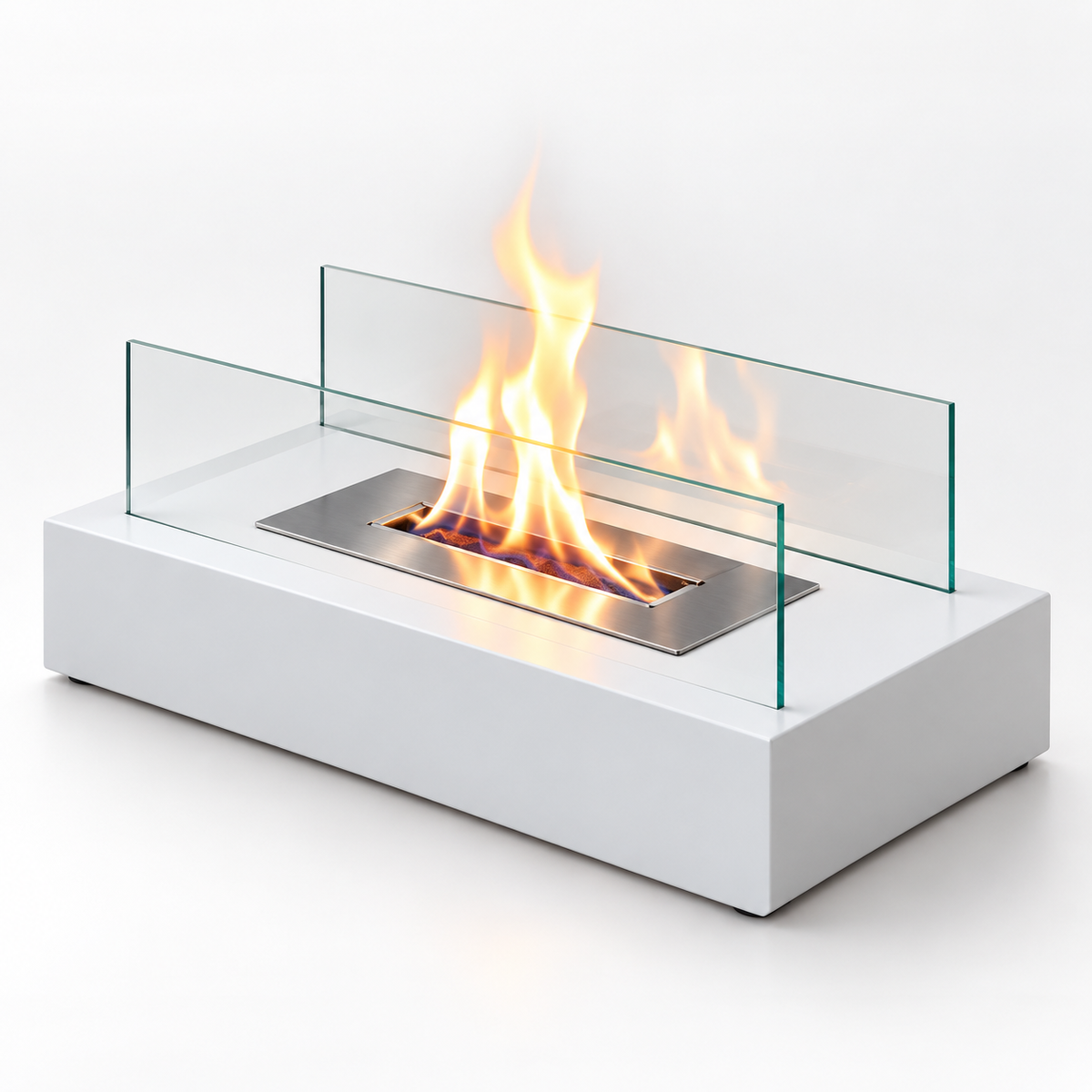 Chimenea de Mesa Portátil con Llama Real y Cristal Templado