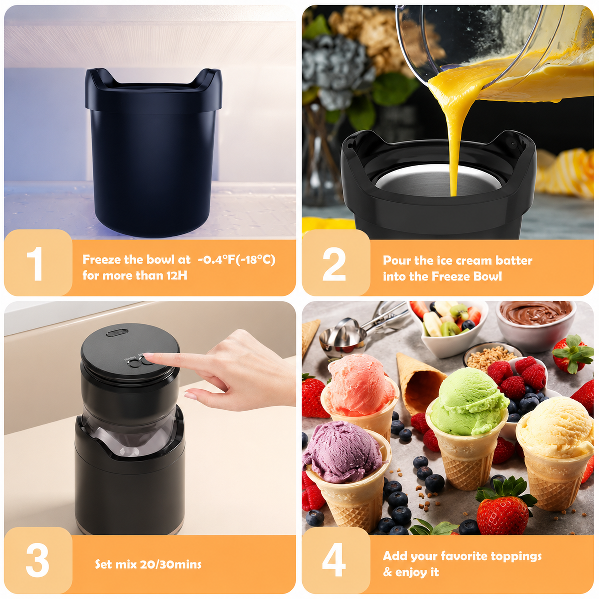 Heladera Portátil Compacta para Helado y Yogur Helado Casero
