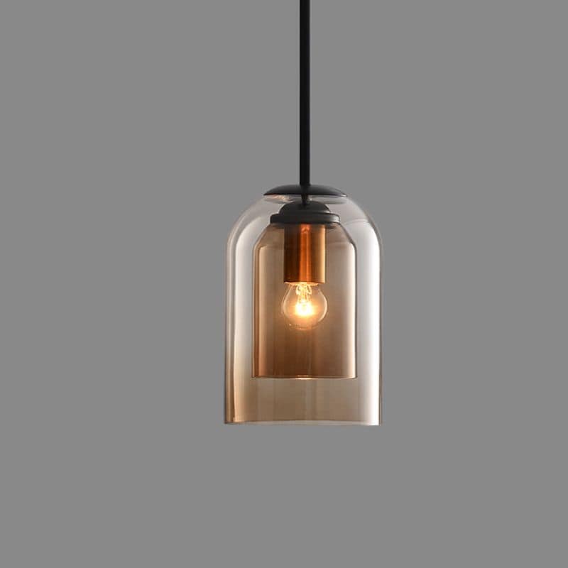 Lámpara Colgante Mica Mid-Century Doble Pantalla de Vidrio