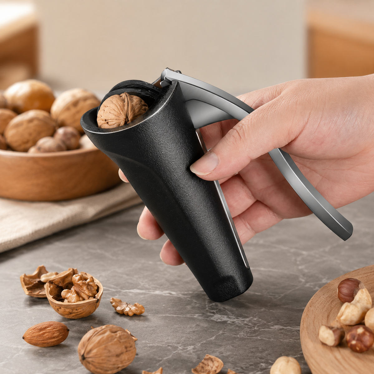 Cascanueces Ergonómico de Cocina Resistente, Rojo o Negro