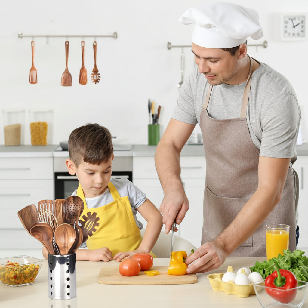 Juego de Utensilios de Cocina de Madera que No Rayan Ollas