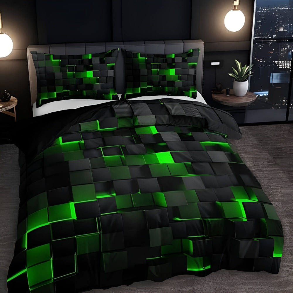 Funda Nórdica con Cuadrícula 3D de Neón para Dormitorio