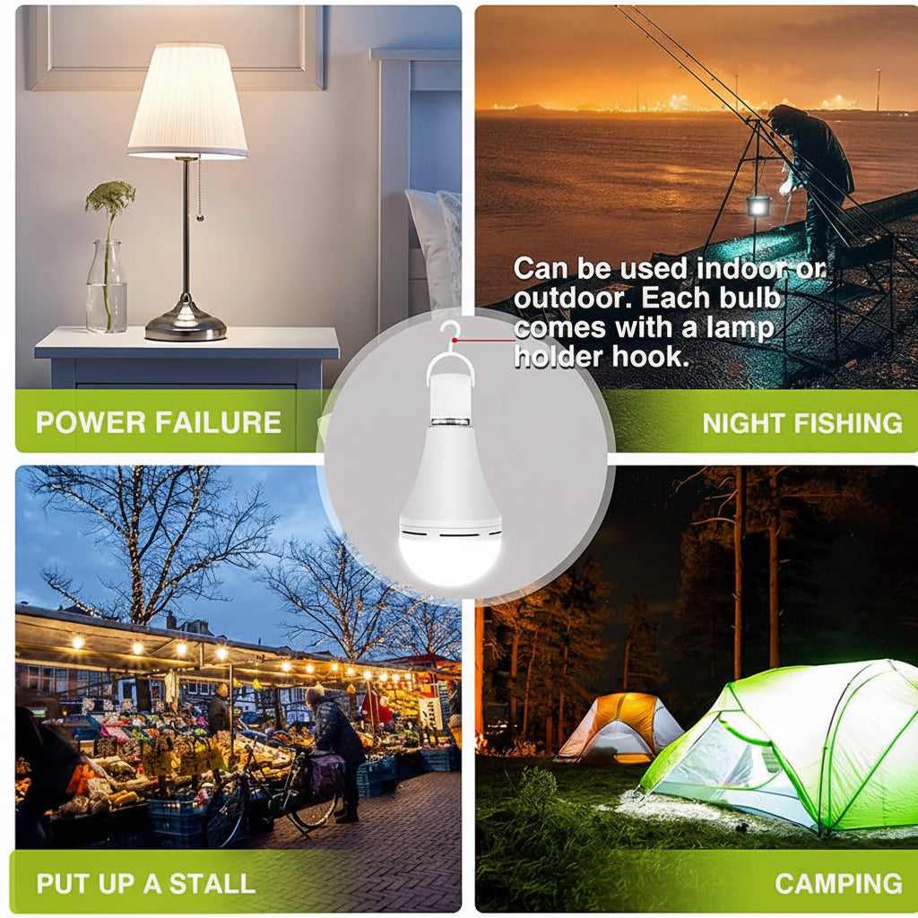 Bombilla LED Recargable de Emergencia con Luz Blanca Potente
