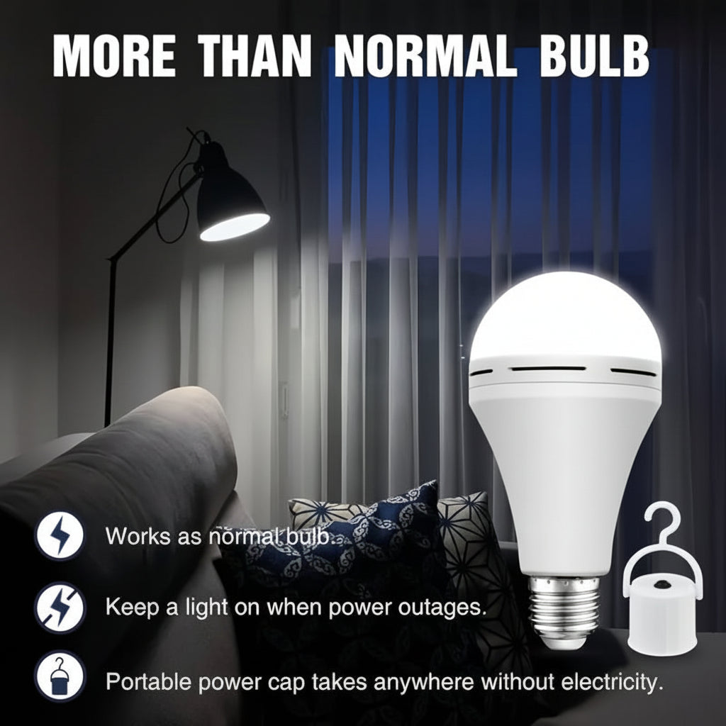 Bombilla LED Recargable de Emergencia con Luz Blanca Potente