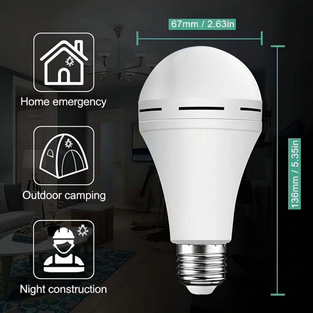 Bombilla LED Recargable de Emergencia con Luz Blanca Potente