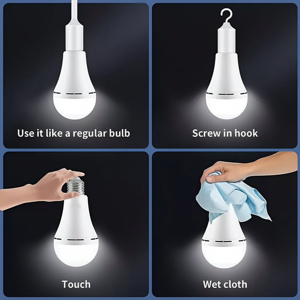 Bombilla LED Recargable de Emergencia con Luz Blanca Potente