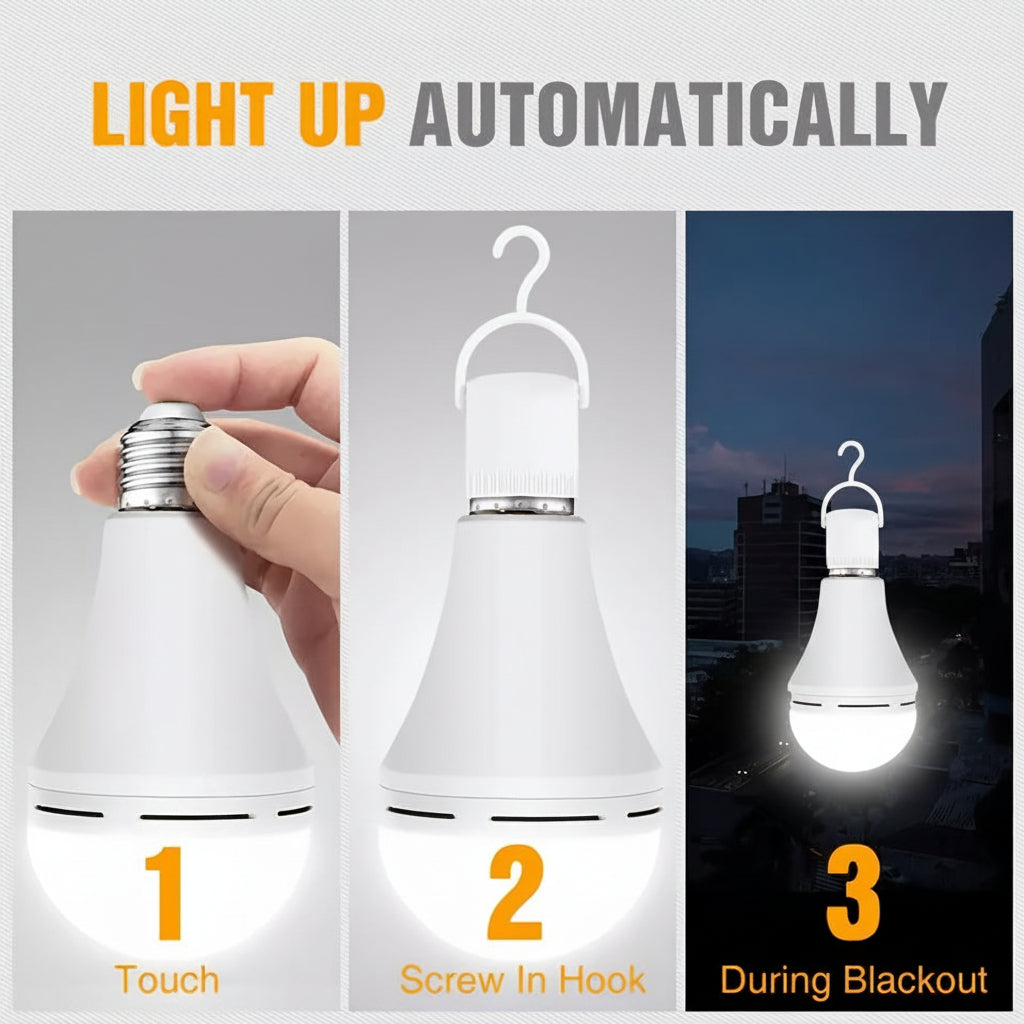 Bombilla LED Recargable de Emergencia con Luz Blanca Potente