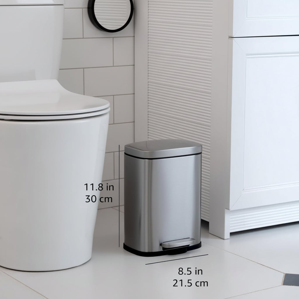 Cubo de Basura Pequeño de Acero para Baño con Pedal Suave