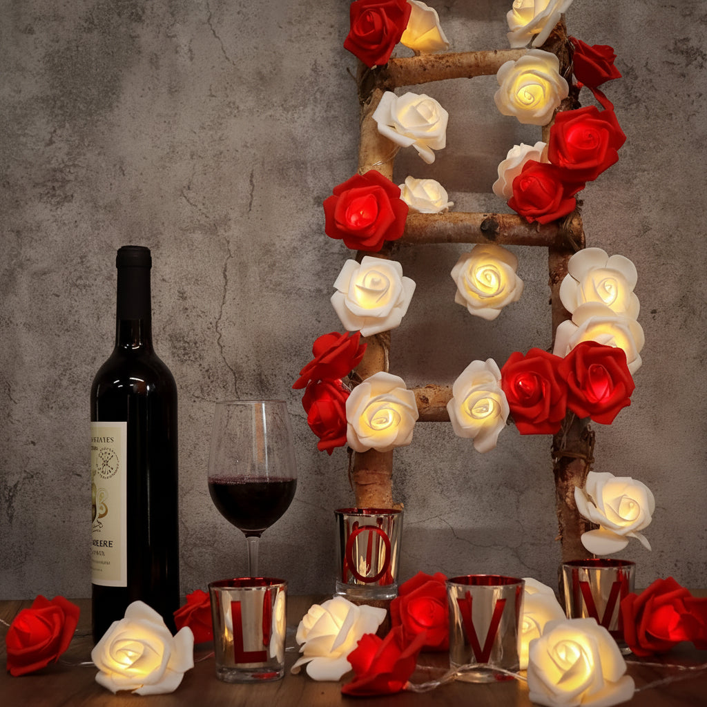 Guirnalda de Luces LED con Flores de Rosa a Pilas o por USB