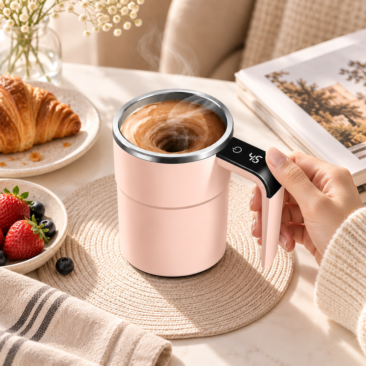 Taza Mezcladora Automática Recargable para Café y Batidos