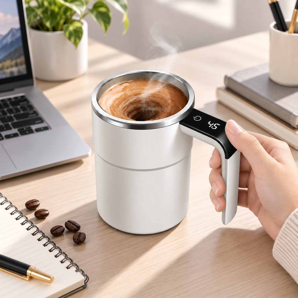 Taza Mezcladora Automática Recargable para Café y Batidos