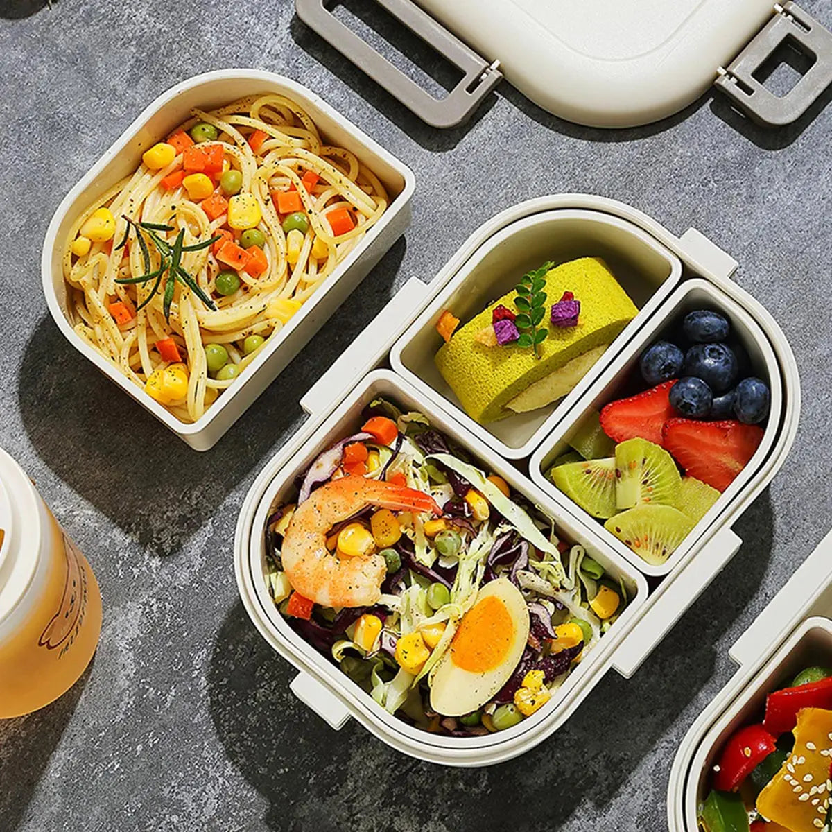 FreshMate Fiambrera Bento Antifugas con 3 Compartimentos