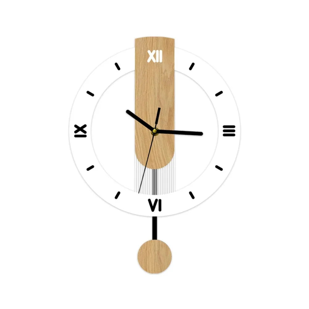 Reloj de Pared con Péndulo Minimalista de Acrílico y Madera