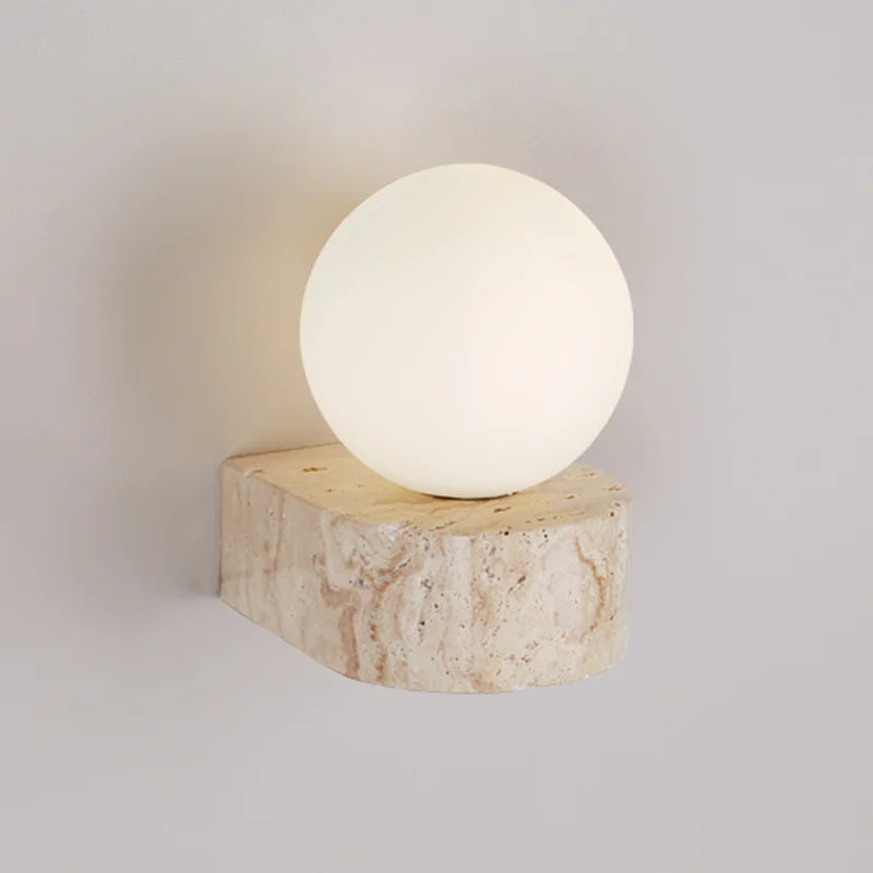 Aplique de Pared LED de Travertino Estilo Japonés Moderno