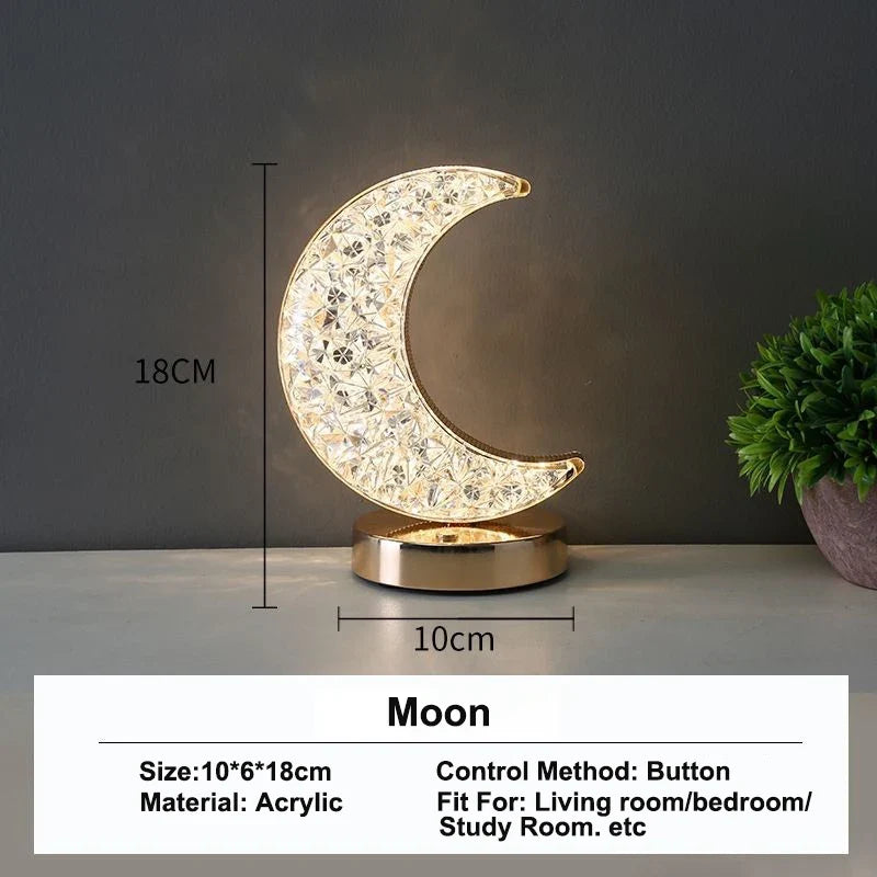 Stellora Lámpara Nocturna de Cristal 3D Recargable Táctil