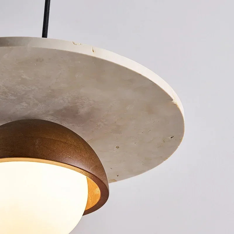 Lámpara Colgante Denmark LED de Nogal y Piedra Escandinava