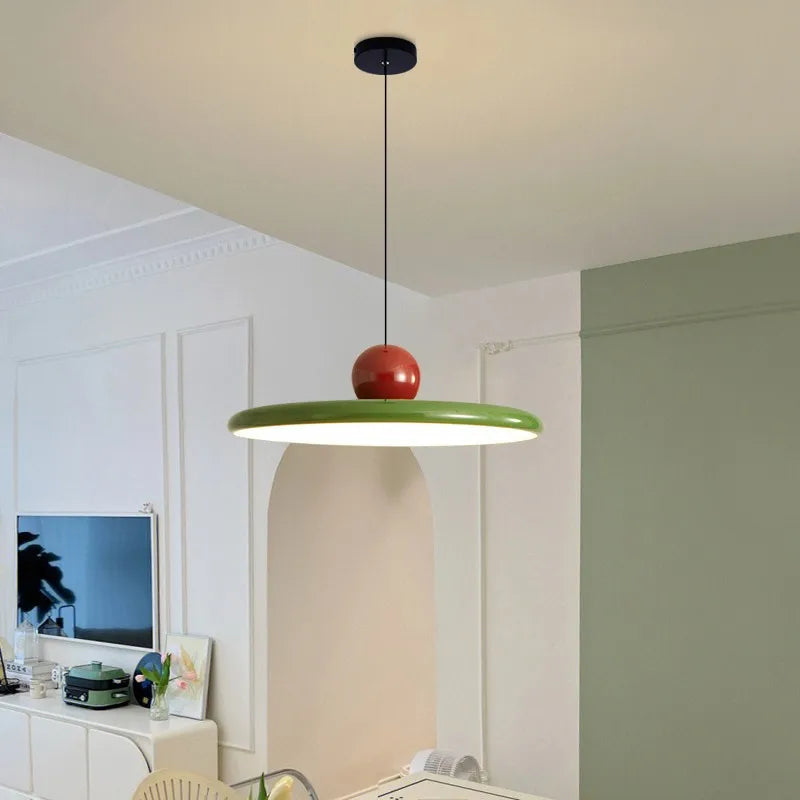 Lámpara Colgante Nórdica Platillo Volador LED Estilo Crema