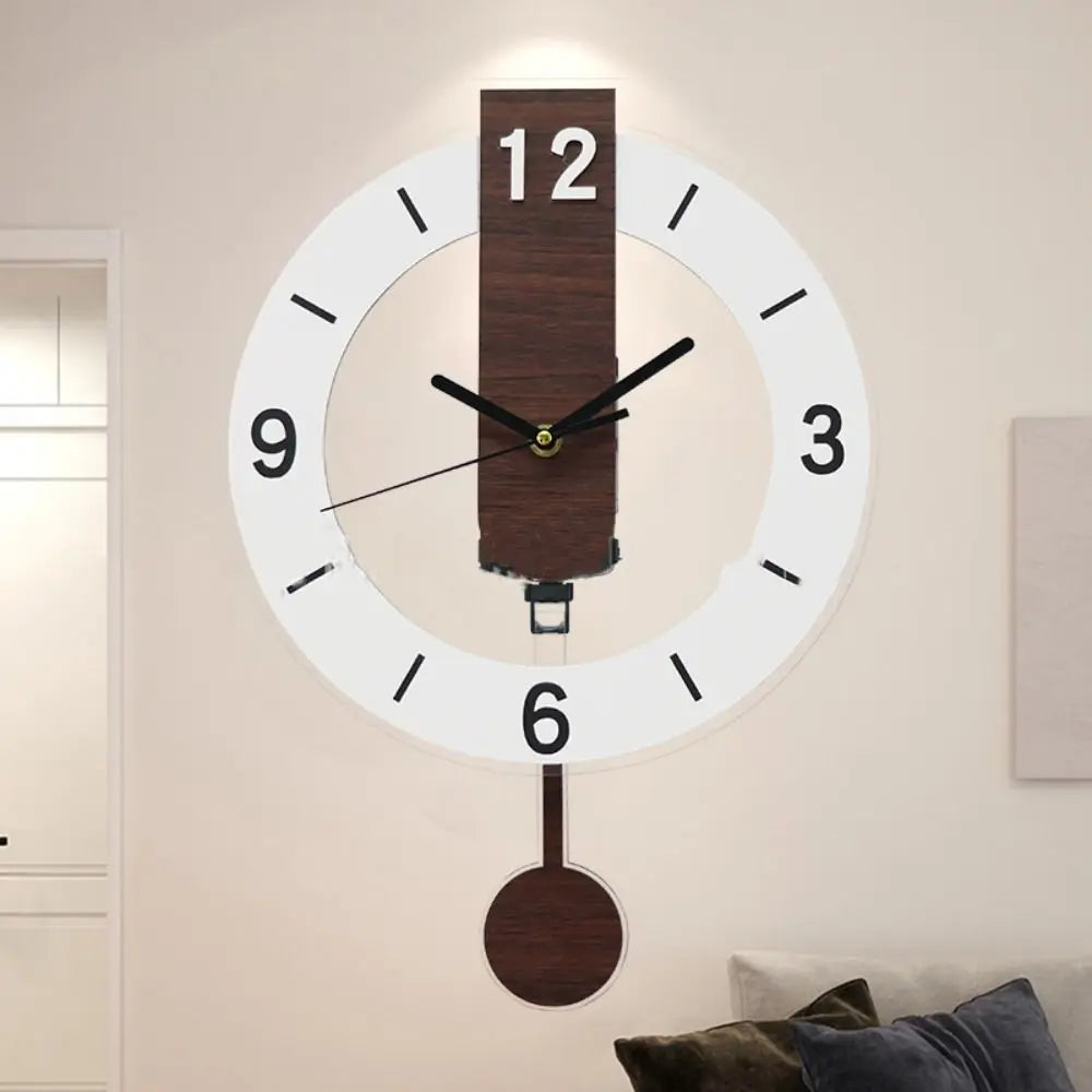 Reloj de Pared con Péndulo Minimalista de Acrílico y Madera